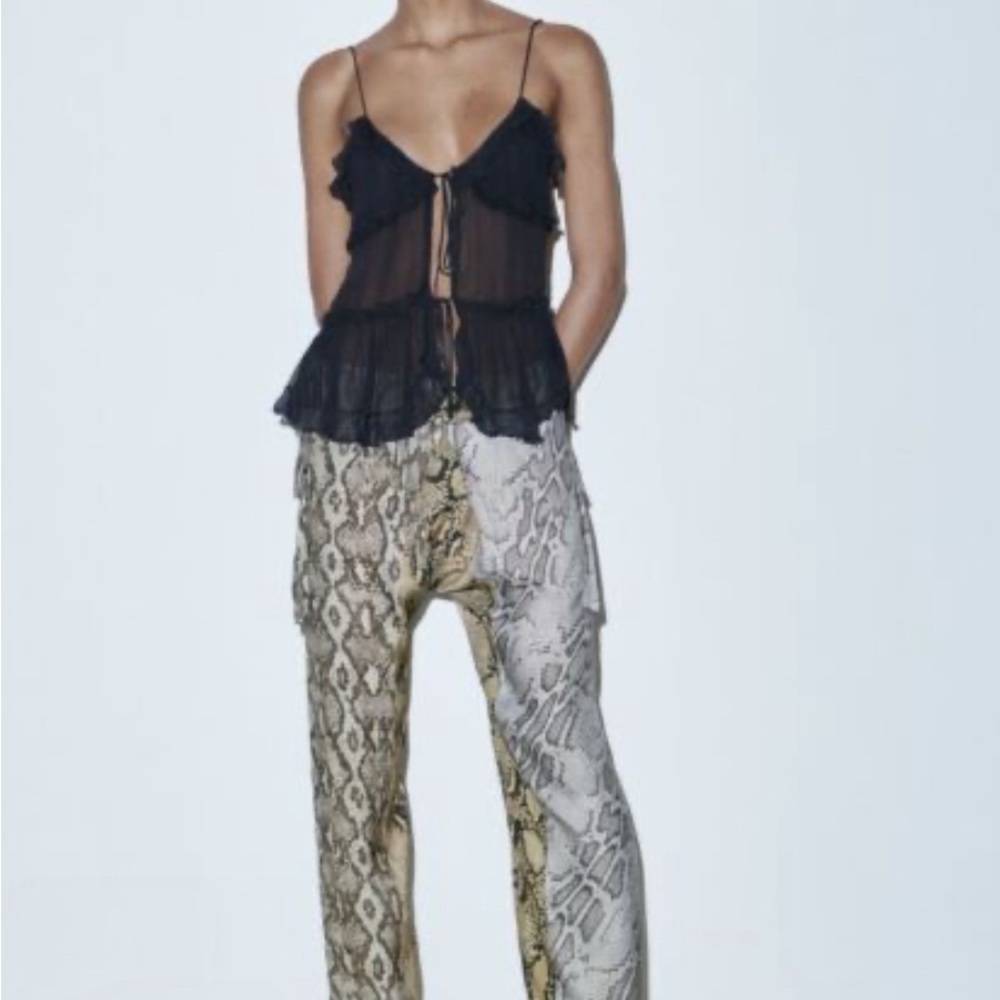 Zara Patchwork Snake Pants - image 1